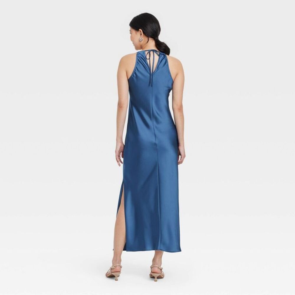 A New Day Elegant Blue Halter Neck Dress S - Picture 2 of 3